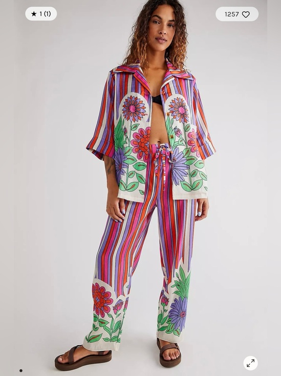 Anna Sui Tops - Anna Sui Dazzling Dahlia Stripe Top